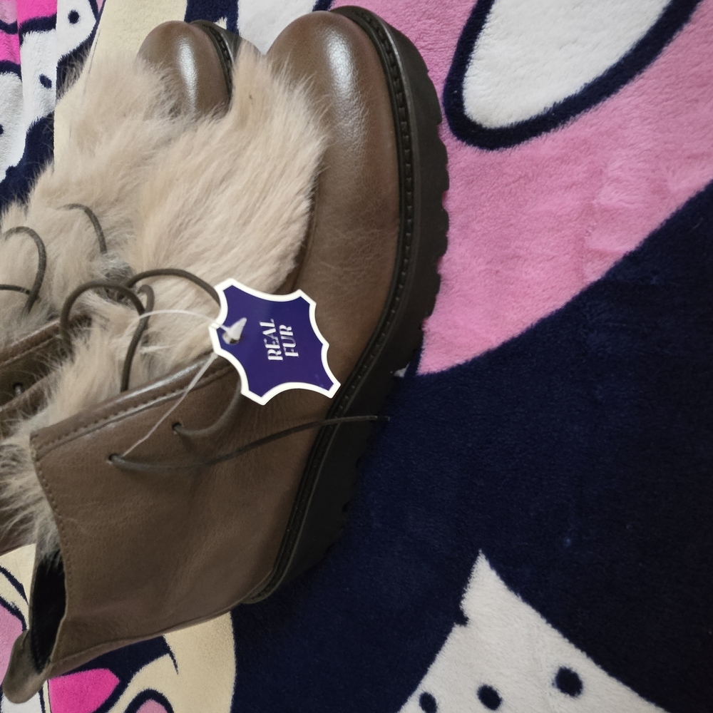 Vecceli Italy Brown Ankle Boots with Fur